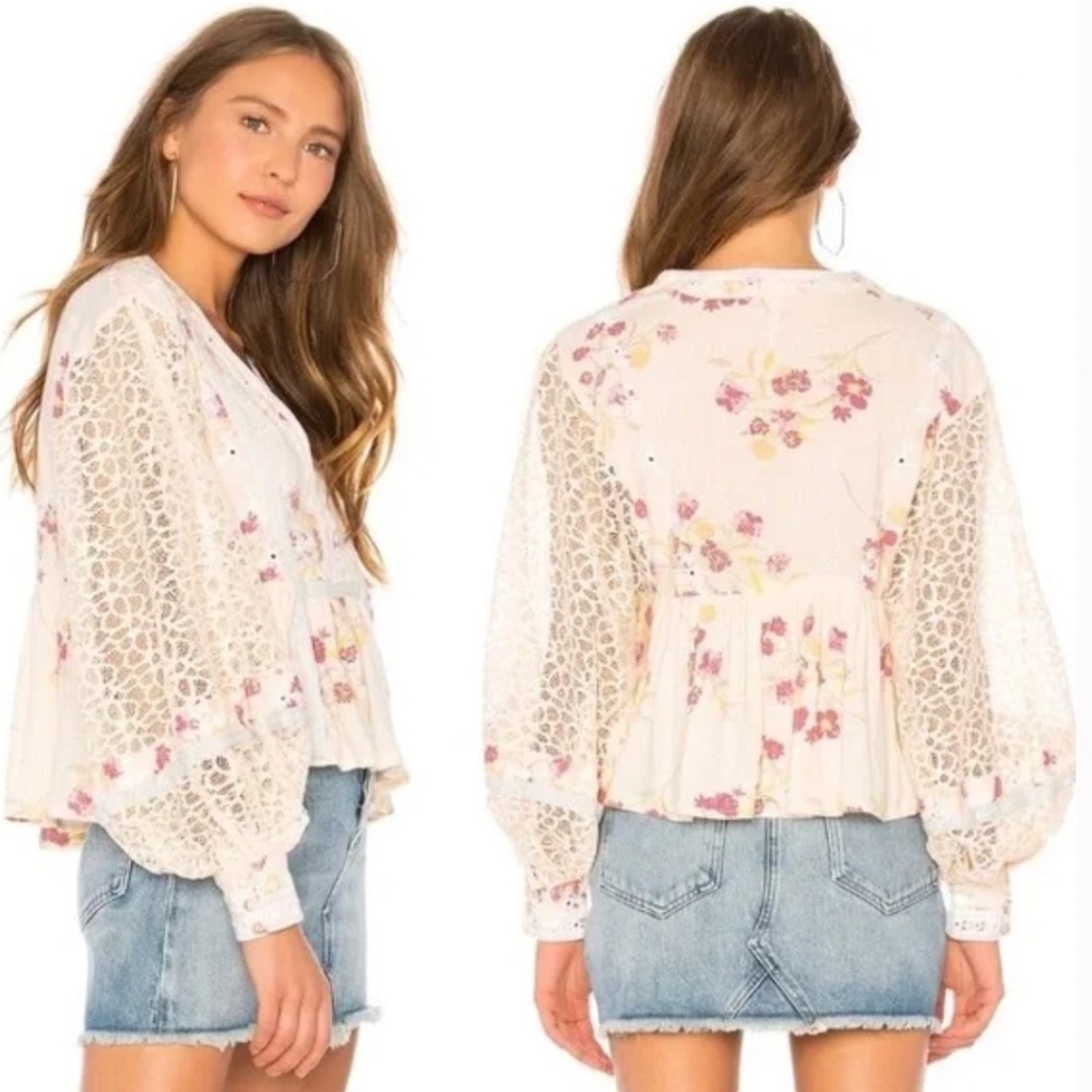Free People Floral Top Sz S